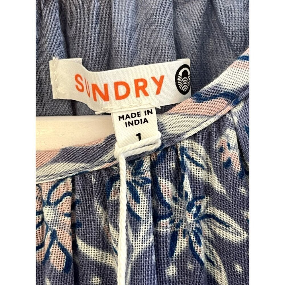 New ANTHROPOLOGIE Sundry Blouson-Sleeve Dress small SIZE 1 Lavender Floral boho - Picture 3 of 7
